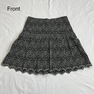 Express Black Scalloped Embroidered Eyelet Skirt, Women's Size 6, Fit and Flare